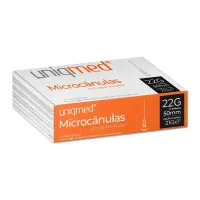 Imagem de Microcânula 22G (0,70mm) 50mm Com Agulha Auxiliar Uniqmed - Caixa Com 24 Unidades